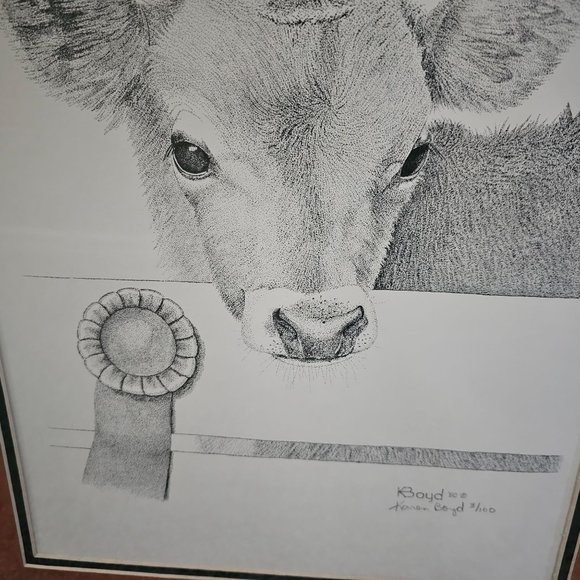 Karen Boyd Cow Calf Limited Edition Print Signed Numbered 3/100 - Picture 6 of 7